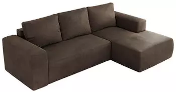 MKS Meble Trentino L Ecksofa L-Form mit Schlaffunktion und Bettkasten, Braun Velvet (Trentino L)