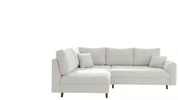 S-Style M&ouml;bel Ecksofa Lars Boucl&eacute;stoff Ottomane links, Wei&szlig;, 231x81cm (Lars)