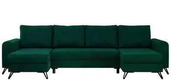 MKS Meble AXEL U Ecksofa U-Form Velvet Schlaffunktion Dunkelgr&uuml;n (AXEL U)