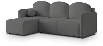 Masseno SUVINO Ecksofa L-Form Boucle-Stoff Grau Schlaffunktion 230x143cm (SUVINO QUELLE 92)