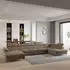 Masseno Montiva Wohnlandschaft U-Form Velours Beige mit Schlaffunktion & Bettkasten (MONTIVA R-S MONOLITH 09)