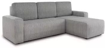 Sofnet Roma L Ecksofa Cord mit Schlaffunktion und Bettkasten, Grau (Poso 110)