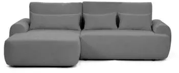 Beautysofa Oliver Ecksofa mit Schlaffunktion & Bettkasten, Boucl&eacute;, Dunkelgrau, L-Form links (Oliver)
