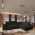 Masseno FAVIEN R-S Ecksofa L-Form mit Schlaffunktion & Bettkasten, Velours, Schwarz (FAVIEN R-S MONOLITH 95)