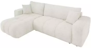 Mirjan24 Furyn Ecksofa Boucl&eacute; L-Form mit Schlaffunktion und Bettkasten, 244x145cm