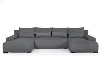 Beautysofa Benny U-Form Ecksofa mit Schlaffunktion und Bettkasten, Grau (Poso 60)