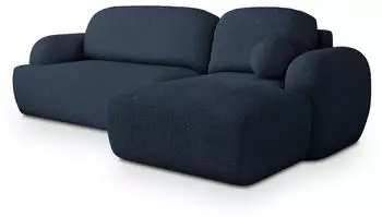 Masseno Modenza N R-S Ecksofa L-Form mit Schlaffunktion & Bettkasten, Blau Boucl&eacute; (MODENZA N R-S NOW OR NEVER 79)