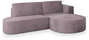 Masseno CORTIO M R-S Ecksofa L-Form mit Schlaffunktion & Bettkasten, Lila Velours (CORTIO M R-S MONOLITH 62)