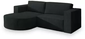 Masseno Sorela P L-S Ecksofa L-Form mit Schlaffunktion & Bettkasten, Schwarz (SORELA P L-S POSO 135)