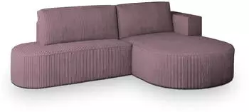 Masseno CORTIO P R-S Ecksofa L-Form mit Schlaffunktion & Bettkasten, Kordstoff, Lila, 265x174cm (CORTIO P R-S POSO 130)