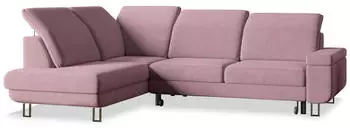 Masseno LERMA L-S Ecksofa L-Form mit Schlaffunktion & Bettkasten, Velours Lila, 253x190cm (LERMA L-S MONOLITH 62)