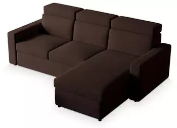 Masseno PADWA Ecksofa L-Form Kordstoff Braun mit Schlaffunktion & Bettkasten (PADWA POSO 06)