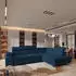Masseno Favien R-S Ecksofa L-Form mit Schlaffunktion & Bettkasten, Blau Velours (FAVIEN R-S MONOLITH 77)
