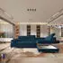 Masseno Favien R-S Ecksofa L-Form mit Schlaffunktion & Bettkasten, Blau Velours (FAVIEN R-S MONOLITH 77)