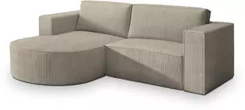 Masseno SORELA P L-S Ecksofa L-Form mit Schlaffunktion & Bettkasten, Kordstoff, Beige (SORELA P L-S POSO 02)