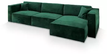 Masseno TOLMO M Ecksofa L-Form Velours Gr&uuml;n mit Schlaffunktion & Bettkasten (TOLMO M MONOLITH 37)