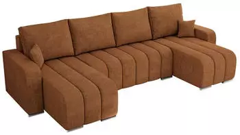 MKS Meble Kirasso U Ecksofa U-Form mit Schlaffunktion und Bettkasten, Orange
