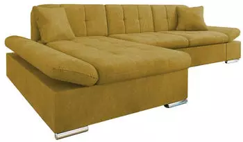 Mirjan24 Malwi Premium Ecksofa L-Form mit Schlaffunktion & Bettkasten, Textil, Currygelb