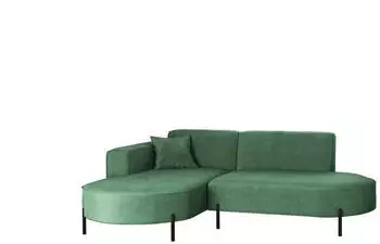 Fun M&ouml;bel Valencia XS Ecksofa Stoff Noel Gr&uuml;n Ottomane Links (236x165cm)