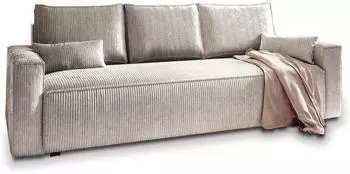 Masseno MENI Schlafsofa mit Bettkasten Kordstoff Creme (POSO 100)