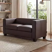 Mendler 2er Sofa Couch Loungesofa Lille ~ Kunstleder, coffee