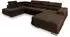 Masseno Casone L-S Wohnlandschaft U-Form mit Schlaffunktion, Velours, Braun, 345x90x202cm
