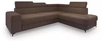 Masseno Alvoro R-S Ecksofa L-Form Boucle-Stoff Braun mit Schlaffunktion & Bettkasten (ALVORO R-S QUELLE 25)