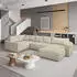 Masseno VELAMI L-S Wohnlandschaft U-Form mit Schlaffunktion, Kordstoff, Creme (VELAMI L-S POSO 100)