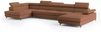 Masseno Montiva Ecksofa U-Form Boucle kupferfarben mit Schlaffunktion (MONTIVA L-S QUELLE 54)