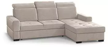 Beautysofa Alex Mini Ecksofa mit Schlaffunktion & Bettkasten, L-Form rechts, Hellbeige (Voss 28)
