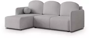 Masseno SUVINO Ecksofa L-Form mit Schlaffunktion & Bettkasten, Hellgrau (SUVINO NEVE 83)