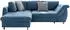 luma-home Ecksofa mit Schlaffunktion Mikrofaser Blau Ottomane links 250x190cm (17108)