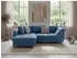 luma-home Ecksofa mit Schlaffunktion Mikrofaser Blau Ottomane links 250x190cm (17108)