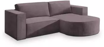 Masseno Sorela M R-S Ecksofa L-Form Velours Lila mit Schlaffunktion & Bettkasten (SORELA M R-S MONOLITH 62)