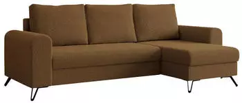 MKS Meble Hugo Ecksofa L-Form mit Schlaffunktion und Bettkasten, Boucl&eacute;, Braun (HUGO-Non)