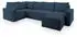 Masseno Norena L-S Ecksofa U-Form Kordstoff Blau mit Schlaffunktion & Bettkasten (NORENA L-S POSO 05)