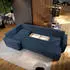 Masseno Norena L-S Ecksofa U-Form Kordstoff Blau mit Schlaffunktion & Bettkasten (NORENA L-S POSO 05)