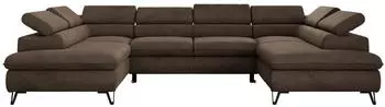 MKS Meble Pablo U Ecksofa U-Form 6-Sitzer Schlaffunktion Velvet Braun