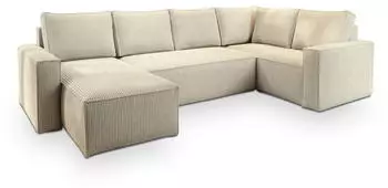 Masseno Norena R-S Ecksofa U-Form Schlaffunktion Bettkasten Creme (NORENA R-S POSO 100)