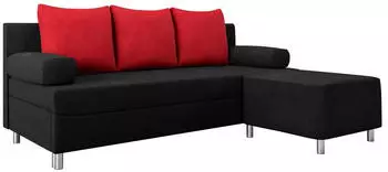 Mirjan24 Dover Schlafsofa mit Polsterhocker und Bettkasten, Chromf&uuml;&szlig;e (Dover)