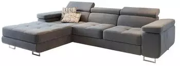 Masseno Elma L-S Ecksofa L-Form mit Schlaffunktion und Bettkasten, Hellgrau, 280x205cm (ELMA L-S)