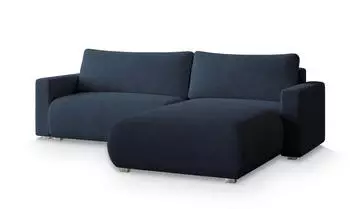 Masseno Turin N Ecksofa L-Form mit Schlaffunktion & Bettkasten, Boucl&eacute;, Blau, 265x183cm