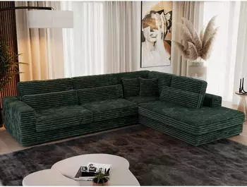 MKS Meble Savona Ecksofa L-Form Cord Gr&uuml;n, 316x249cm, rechts