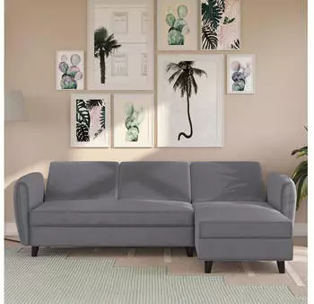 Dorel Home Perry L-Form Ecksofa Anthrazit 100% Polyester 219cm (97634664-0)