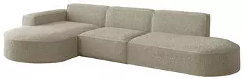Fun M&ouml;bel Ecksofa Designersofa PALMA Stoff Ascot 296 cm Ottomane Links Champagner