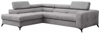 Fun M&ouml;bel AMADEO Ecksofa Schlafsofa Stoff Anafi Grau, Ottomane Links, Bettkasten