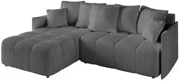ALTDECOR LONLI-L Ecksofa mit Schlaffunktion und Bettkasten, L-Form, 251x189cm, Dunkelgrau (800001290779)