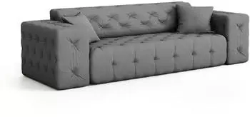 Fun M&ouml;bel Chantal 3-Sitzer Sofa Velvet Stoff, Grau