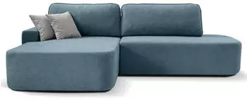 Beautysofa GAVI Ecksofa L-Form mit Schlaffunktion & Bettkasten, Blau, links (Velo 630)