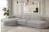 Fun Möbel Ecksofa Designersofa PALMA Stoff Ascot 296 cm Ottomane Links Creme